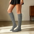 thumbnail image 2 of XFeng Bow Decor Knee High Socks Y2K Slouch Calf Socks for Women, 2 of 4