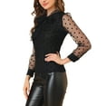 thumbnail image 4 of INSPIRE CHIC Women's Polka Dots Tie Neck Long Sleeve Semi Sheer Blouse, 4 of 6
