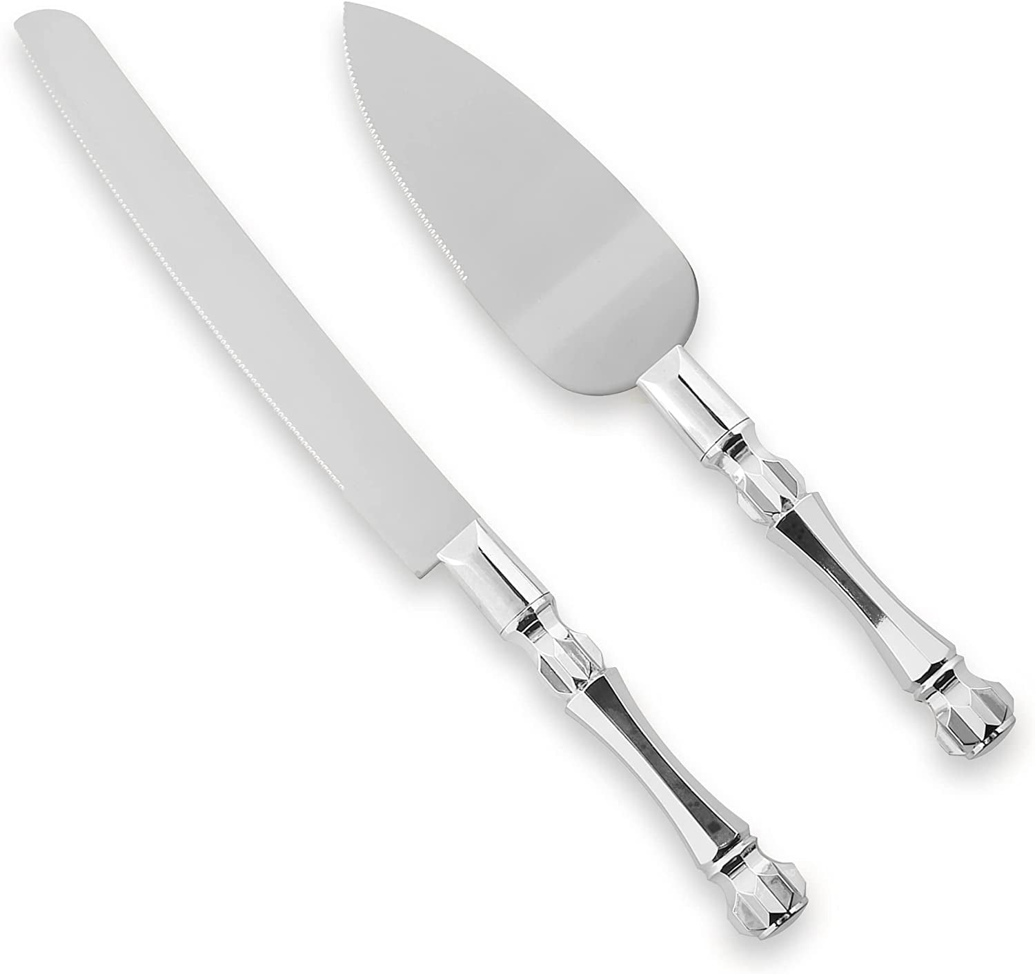 Homi Styles Wedding Cake Knife and Server Set Elegant Silver Color