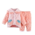thumbnail image 1 of Bowake Pajama Set For Girls Thick Fuzzy Buttons Down Sleepwear Set Toddler Fall Winter Loungewear Set, 1 of 6