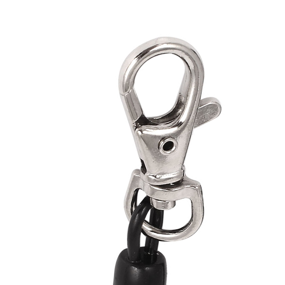 Unique Bargains Black Spiral Coiled Fishing Lanyard Wrist Coil Keychain for Hanging 1 PCS