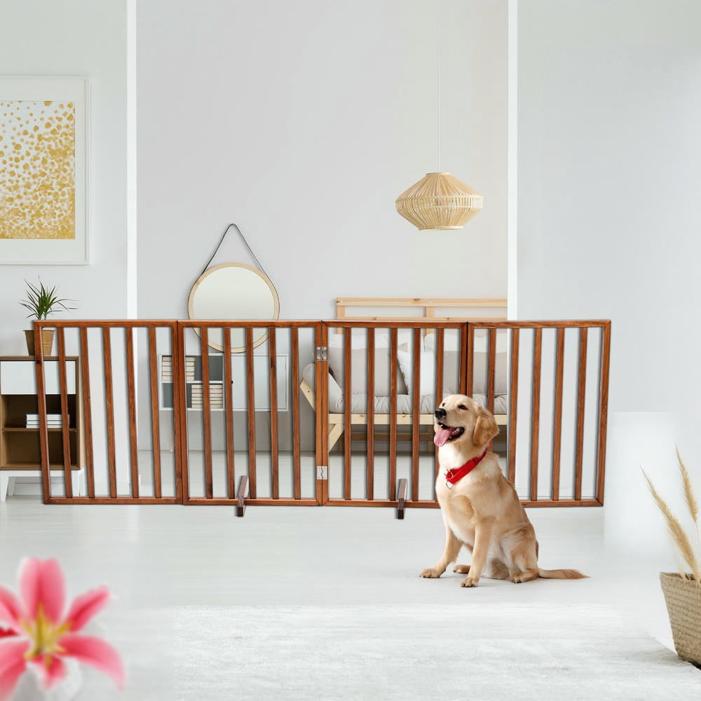 YYAo Dog Gate, Pet Gate Indoor Dog Fences,The Wooden Dog Fence Brown