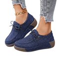 thumbnail image 2 of IEMIEMIEM Women’s Canvas Loafers Breathable Lace-Up Platform Casual Soft Comfort Walking Shoes Lightweight Non Slip Wedge Sneakers for Daily Outdoor Travel Work All Day Standing Wear Blue 8 Wide, 2 of 4