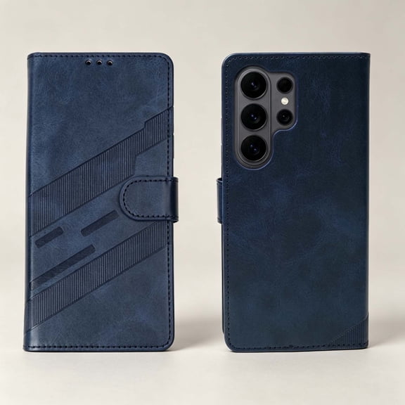 For Samsung Galaxy A35 Flip Phone Case,PU Leather Flip Foldable Kickstand,,Retro Embossed Flip Cover,With Card Slots,Magnetic Closure,Shockproof Non-Slip Anti-Scratch Phone Case,Blue