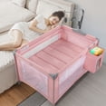 thumbnail image 2 of Vomeast Baby Playard Baby Bassinet with Toy Bar,Portable Crib Pack and Play,Play Yard,0-5 Months,Pink, 2 of 4