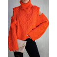 thumbnail image 4 of Womens Cold Shoulder Oversized Turtleneck Sweaters Long Sleeve Chunky Solid Color Knitted Pullover Outwear Coat, 4 of 7