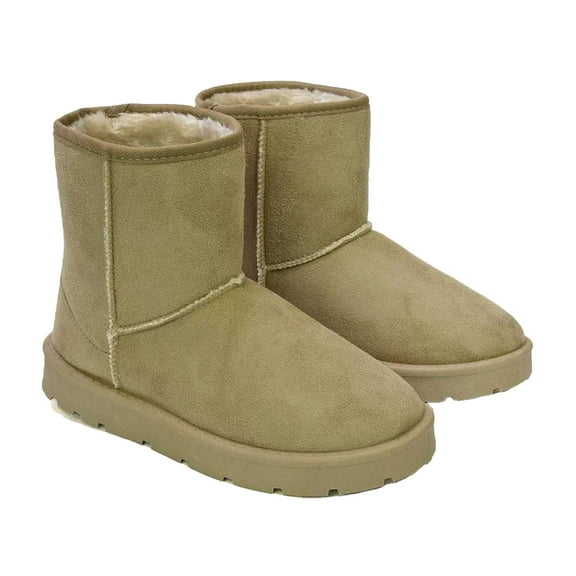 XY London Womens Junie Faux Fur Lined Classic Flat Ankle Boots