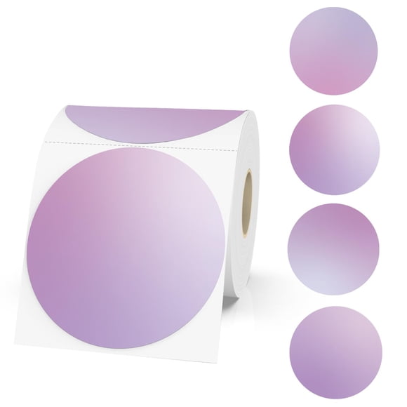 Etiquetas adhesivas térmicas Yeachlaing, 7,62 cm, redondas, color morado, 410