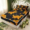 thumbnail image 3 of Erosebridal Orange Dinosaur Cookie Zipper Twin Comforter Sets with Fitted Sheet and 2 Pillowcases for Boys Girls, Sparkle Stars Galaxy Zipper Bedding Set, Black Reversible, 4pcs, 3 of 7