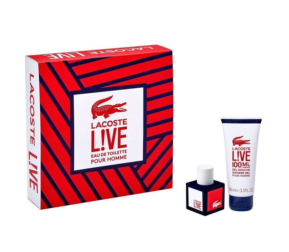 Lacoste Live 1.3 EDT spray mens cologne+ 3.3 gel SET NIB -
