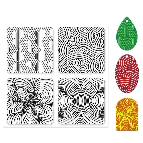 Mixed Shapes Silicone Clay Texture Mat Clay Modeling Pattern Pad 140x140x3mm