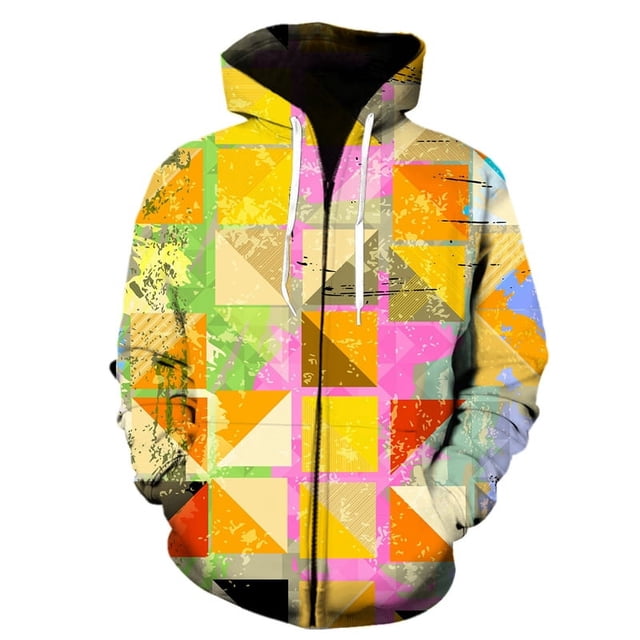 Sudadera con capucha y cremallera con estampado 3D de grafiti geométrico para hombres, mujeres y niños, sudaderas de moda, jersey de manga larga, ropa de calle, abrigo informal