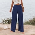 thumbnail image 2 of SONXAHE Pleated Front Wide Leg Pants for Women Button Closure Office Weekend Long Trousers, 2 of 5
