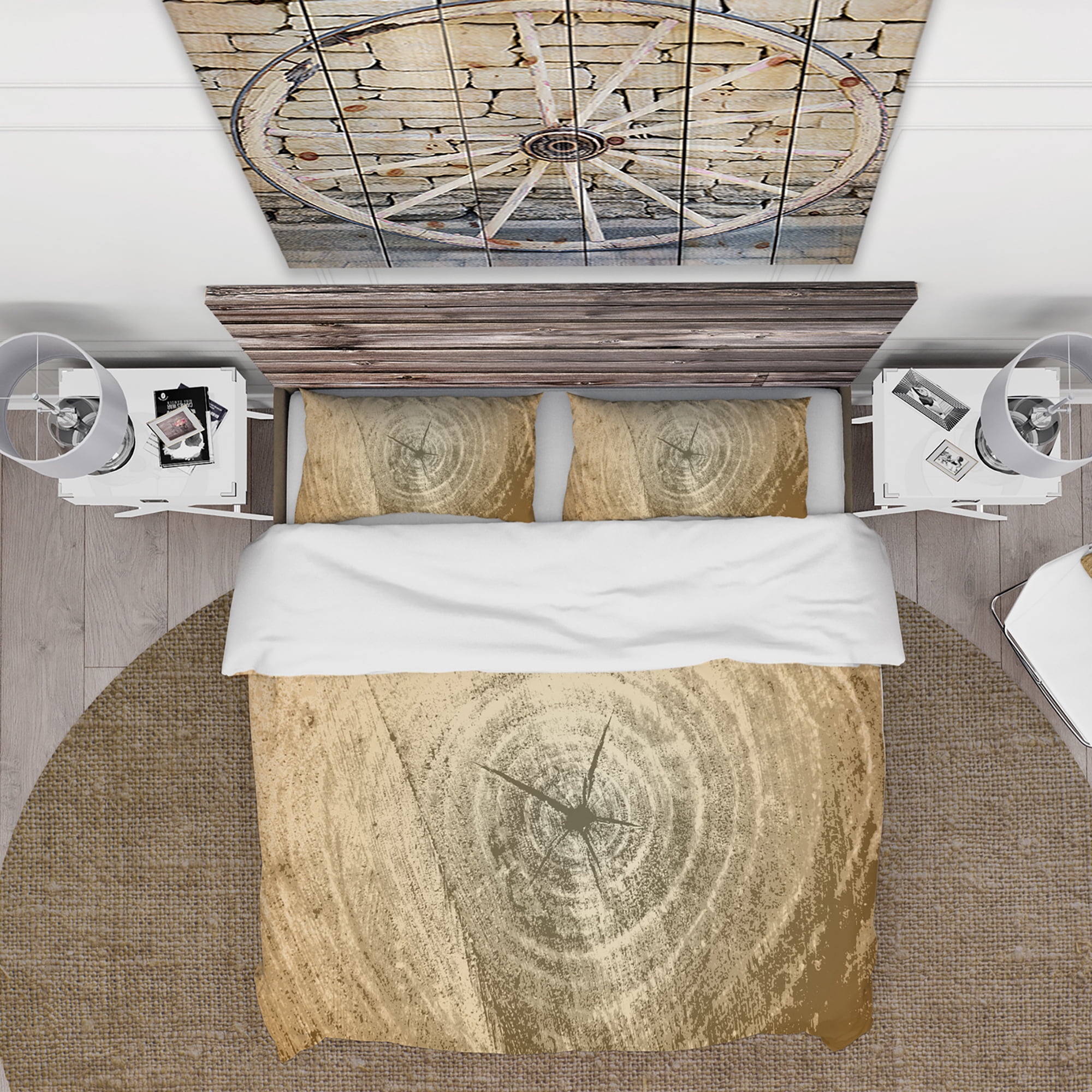 Designart 'Vintage Tree Grooves Annual Rings on Stump' Vintage Duvet Cover Set