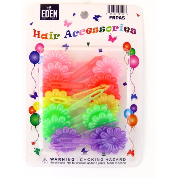 Eden Children's Self Hinge Pastel Floral Hair Barrettes - 18 Pcs.