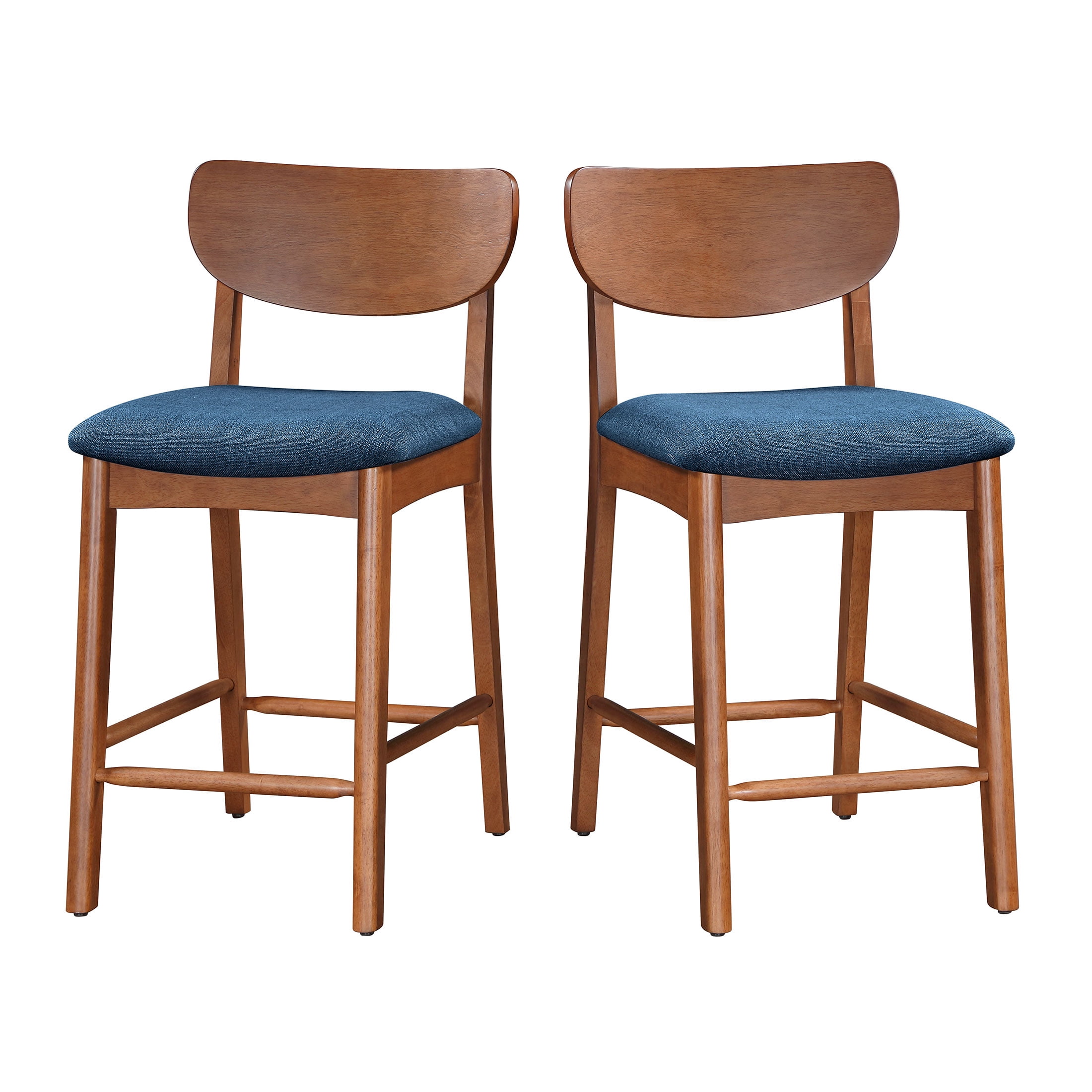 Better Homes & Gardens Greyson Counter-Height Stools, Blue Fabric Seat, Set of 2