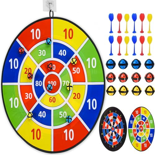 Dart Board Games for Kids Ages 3-12,Sticky Dart Board with 12 Balls & 12 Darts,Indoor Outdoor Toys for Boys,Party Birthday Gifts