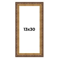 13x30 Frame Vintage Gold Solid Wood Picture Frame | 2.5 Inch Moulding Width | Ornate Bronze Museo