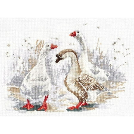 UPC: 4660009929342 | Goose Cross-Stitch Kit on Aida 16 Count Canvas Village Animals Cross Stitch Kit by Oven 1084
