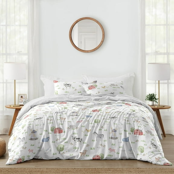 Sweet Jojo Designs Farm Animals Multicolor Full/Queen Bed Comforter 3 Piece Bedding Set - 3 Piece