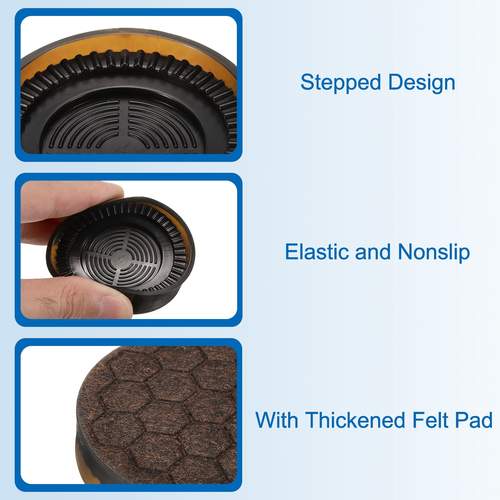 Unique Bargains Rubber Furniture Caster Cups Chair Leg Floor Protectors Pads 2.2in Brown