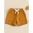 thumbnail image 2 of Bagilaanoe Toddler Baby Boys Shorts Elastic Waist Solid Casual Short Pants Summer Bottoms with Pockets 6M 12M 18M 24M 3T Kids Daily Clothes, 2 of 7