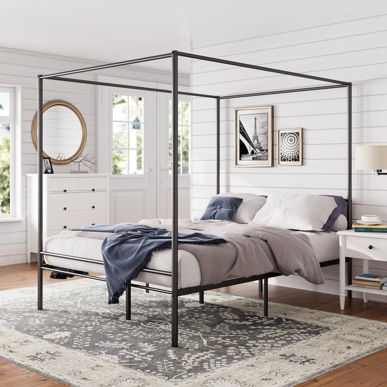 Zinus Seguro Full Metal Canopy Platform Bed, Black photo 2