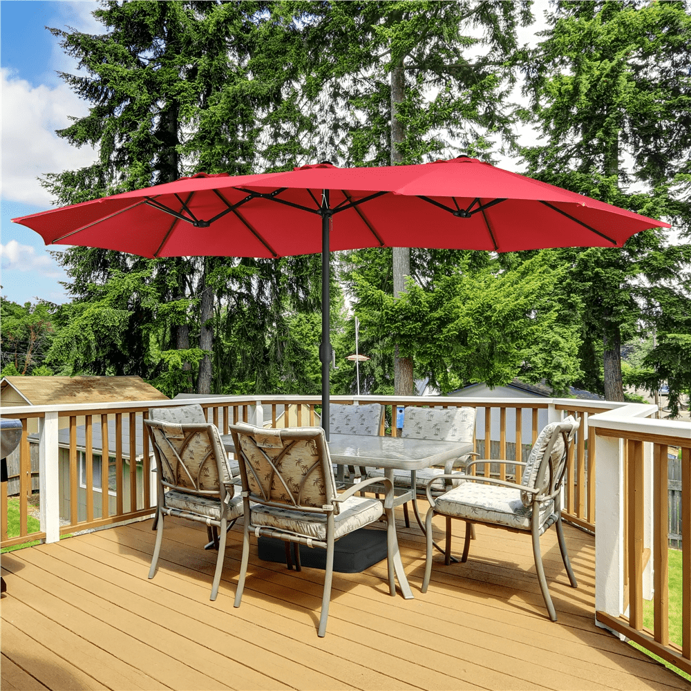 Renwick 13 FT Triple-Size Extra Large Patio Umbrella with Crank, Red