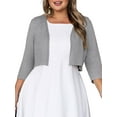 thumbnail image 3 of SEWIFY Women's Plus Size Bolero Cropped Cardigan Lightweight 3/4 Sleeve Shrug Sweaters for Dresses,1X-4X, 3 of 9