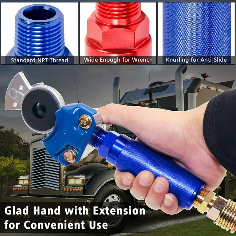 Glad Hands Set with Service Emergency Glad Hand, Anodized Aluminum