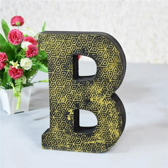BBH Homes UBBBMH6261SCBHS B Alphabet Handmade Letter Block Eco-Friendly Wall Decor, Gold Foiled Antique