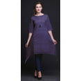thumbnail image 3 of Bimba Blue Wheat Leaves Women Kurtas Ethnic Printed Asymmetric Summer Wear Tops For Women Large, 3 of 6