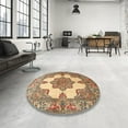 thumbnail image 3 of Ahgly Company Indoor Round Traditional Sienna Brown Persian Area Rugs, 4' Round, 3 of 6