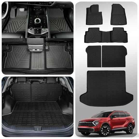 Floor Mats For 2023 2024 2025 2026 Kia Sportage Cargo Mat TPE All Weather Mats (Trunk Mat Backrest Mats Floor Mats)