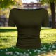 thumbnail image 2 of Tops Casuales sin Mangas para Mujeres Camiseta de Moda Blusa Elasticidad Suelta Cuello Redondo Tops de Color Sólido para Mujeres, 2 of 5