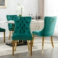 thumbnail image 4 of ODUSE-DAILY Green Velvet Dining Chairs Set of 6, Kitchen & Dining Room Chairs, Nailheads Tufted, Sillas De Comedor, Fabric Upholstered, Golden Metal Legs (Green, 6 Pcs), 4 of 12