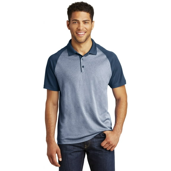Sport Tek Adult Male Men Heather Short Sleeves Polo Tr Nvy He/T Ny Small