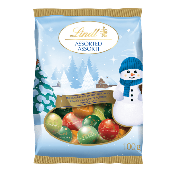 Mini-boules assorties au chocolat au lait Magie de Noël de Lindt – Sachet  (100 g) Mini boulettes de chocolat 
