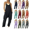 thumbnail image 2 of Jumpsuits Rompers Prime On Sale, Jebong Womens Plus Size Clearance Sleeveless Overalls with Pockets ,Wide Leg Loose Jumpsuit Playsuit, Flowy Playsuit Rompers,One Piece Jumpsuit Rompers, 2 of 4