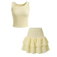 thumbnail image 6 of Gubotare Girls Outfits Youth Sets Cute Clothes for Girls Crisscross Crop Tank Top Pleated Skirt Tween Girl Trendy Summer Outfit Kid Clothing Set Size 11 (Light Yellow,11 Years), 6 of 9