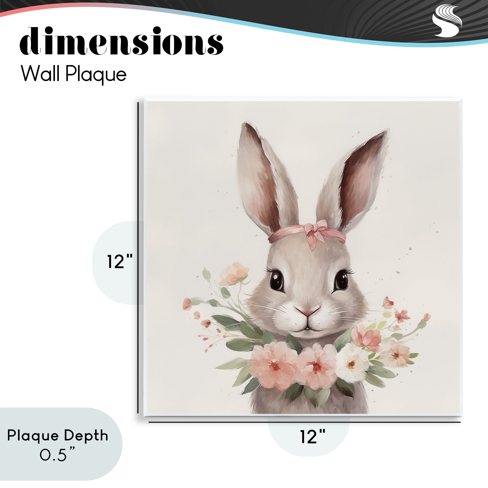 Stupell Industries Charming Bunny in Floral Wreath Wall Plaque Art, design by Lazar Studio