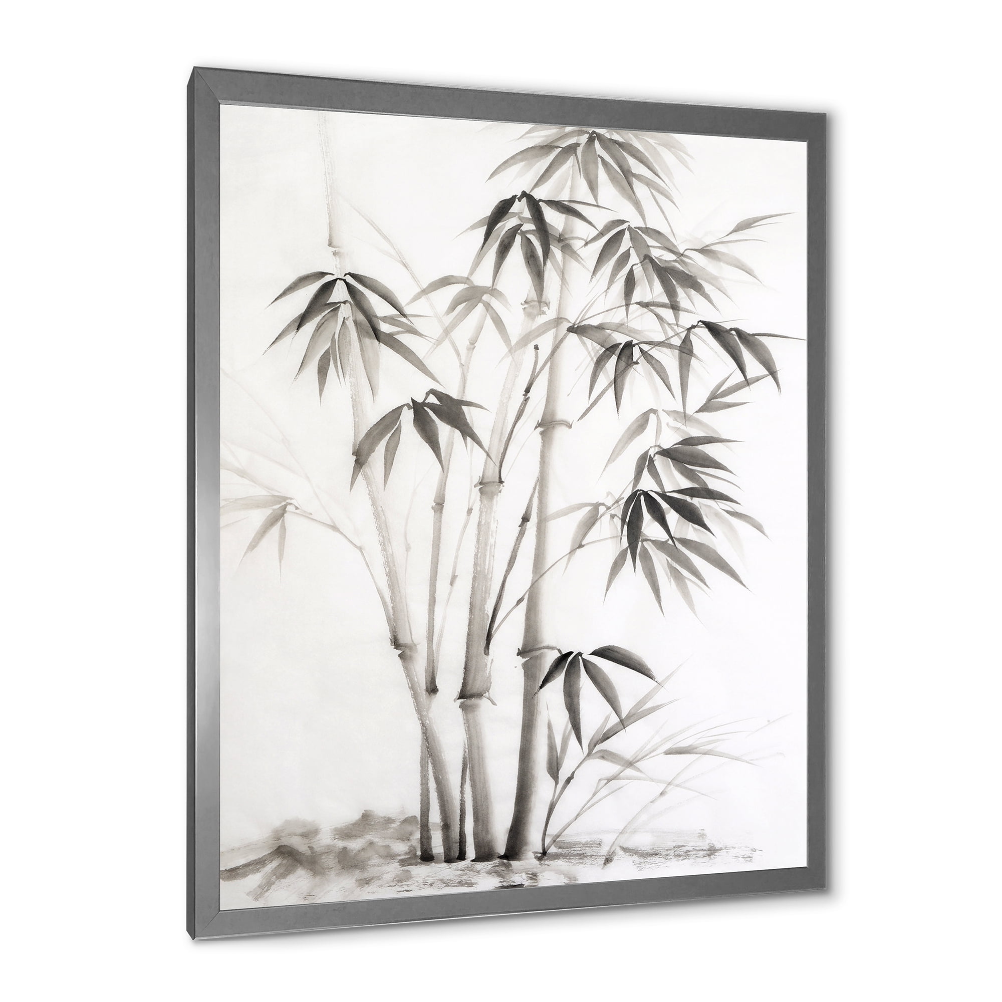 Designart 'Vintage Black and White Bamboo II' Traditional Framed Art Print