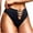 Black, variant on Thongs for Women Mid Rise High Elastic Breathable Lace Hollow Seamless G String Underwear Soft Cotton Lining Comfort