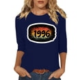 thumbnail image 2 of HOMBOM Womens Graphic T-Shirts Summer Graphic Tees 3/4 Sleeve Blue Lightweight Retro 1996 Print Tops for Ladies Crew Neck, 2 of 4