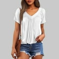 thumbnail image 2 of Fgnfyis T Shirts for Women Women's Casual Summer T Shirts Short Sleeve V Neck Tops Womens Tops White XXL, 2 of 8