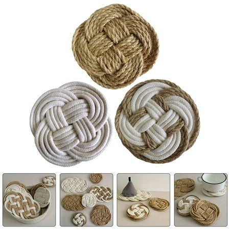 

Decorative Coasters 3Pcs Woven Place Mats Decorative Placemat Tableware Mats Photography Props