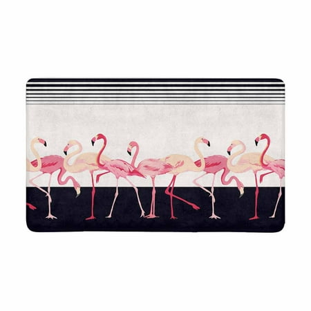 - MKHERT Shabby Chic Pink Flamingo Birds with Stripes Lines Doormat Rug Home Decor Floor Mat Bath Mat 30x18 inch