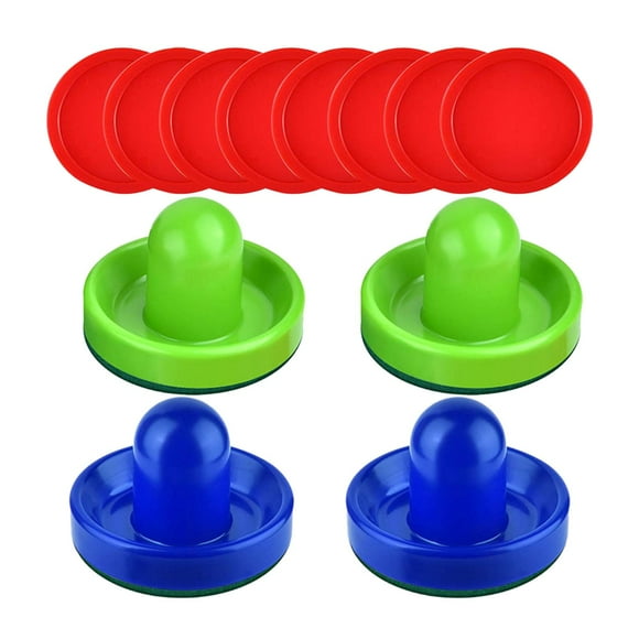 relayinert 4 Air Hockey Pushers and 8 Pucks Pucks 2.5 inch for Family Game Tables Party Black Blue and Green 96x60mm