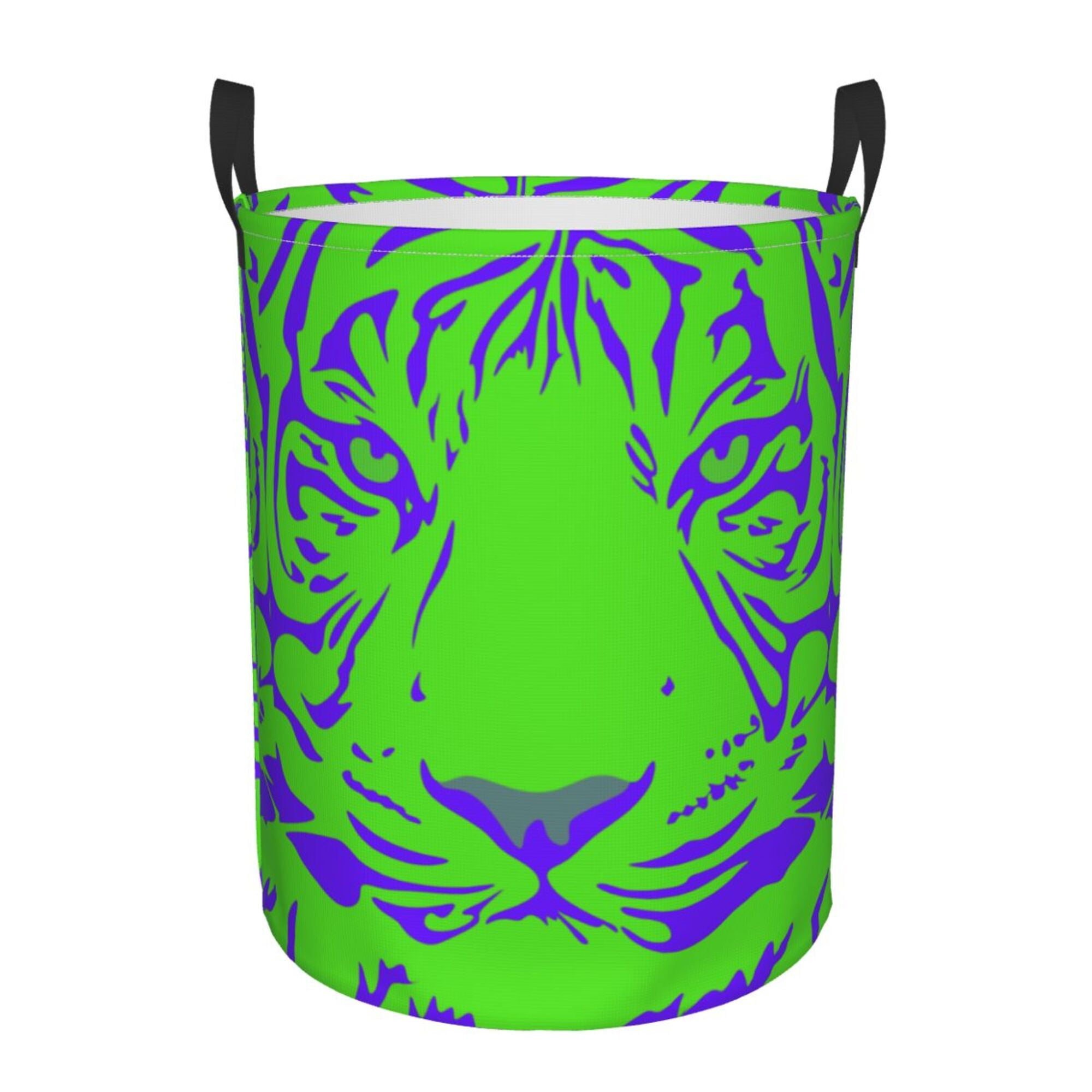 ZICANCN Laundry Basket Organizer, Tiger Art Pattern Green Purple