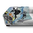 thumbnail image 3 of Urban Graffiti Soft Flannel Fleece Throw Blanket, Silhouette of Break Dance Performer Loudspeakers Concentric Stars Dots, Cozy Plush for Indoor and Outdoor Use, 50" x 70", Multicolor, by Ambesonne, 3 of 6
